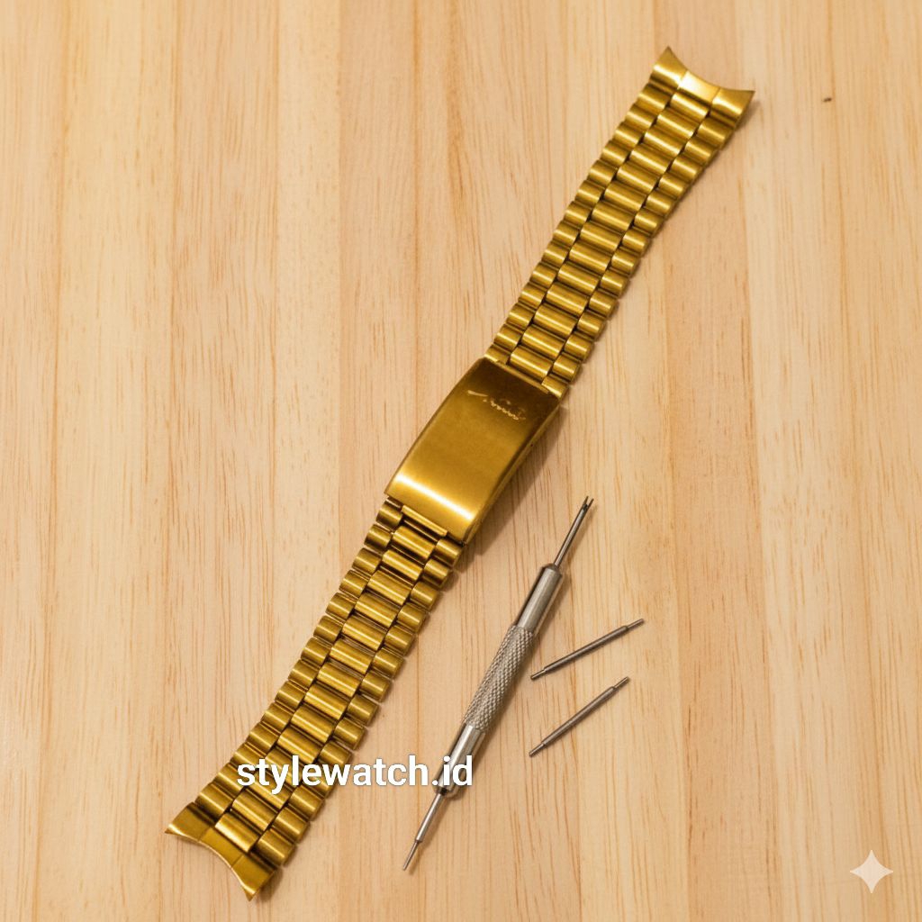 Rantai Jam Tangan Mido President Tali Jam Mido Rantai Mido Asli Steinless Steel Ukuran 20mm