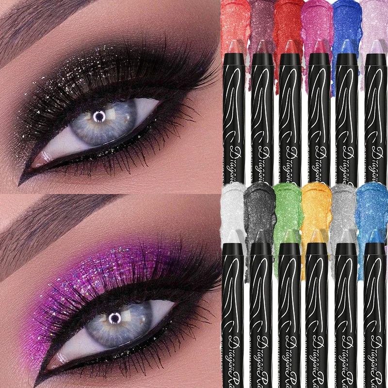 (Penjualan Langsung) 1 Pc Pensil Eyeshadow Ungu Metalik Glitter Pen Liner Kepompong Pen Highlighter 