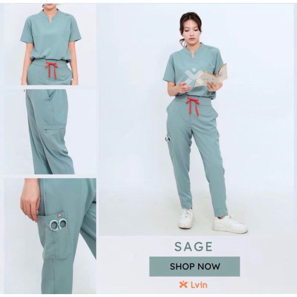 BNWT LVIN SCRUB SAGE L