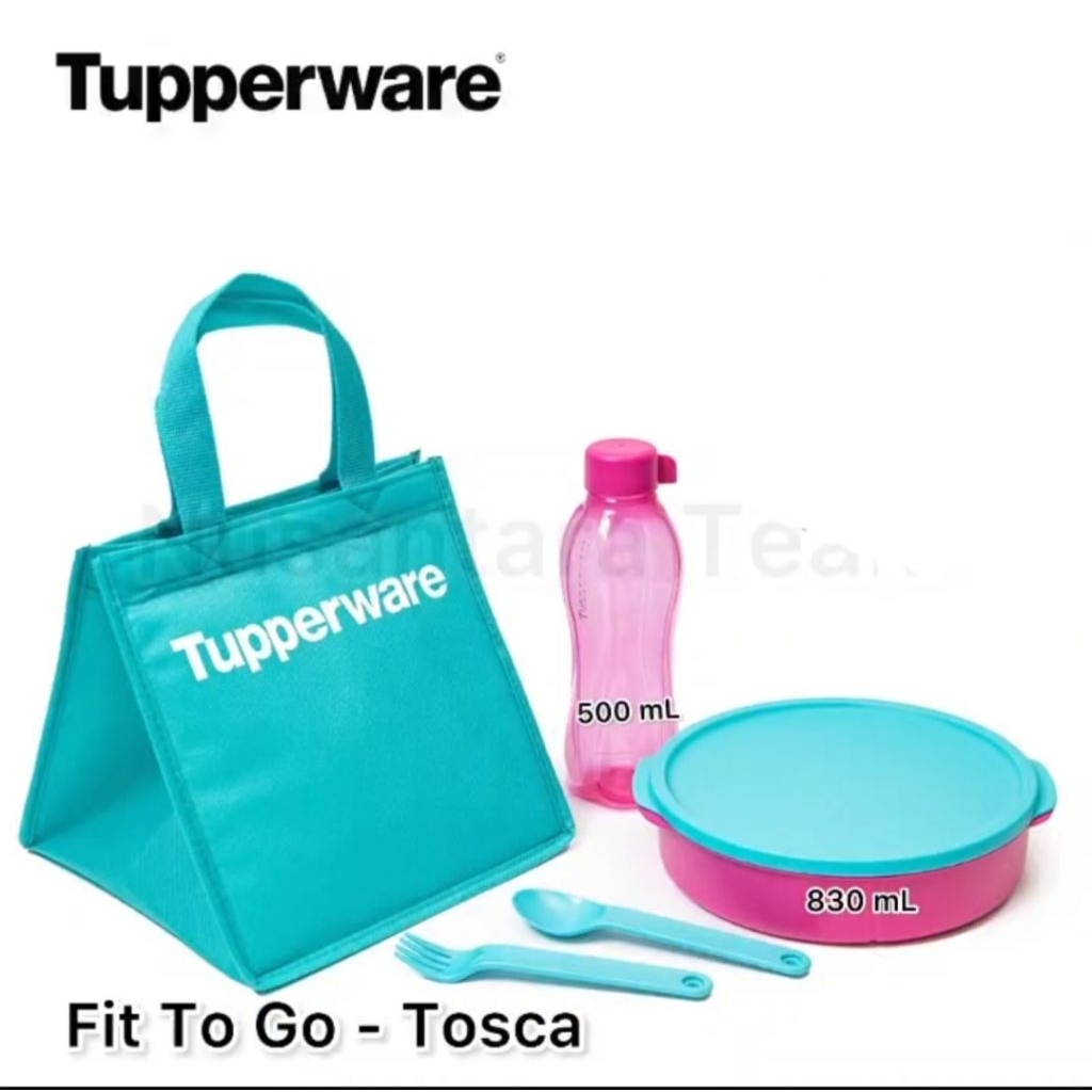 Tupperware fit to go tosca ( eco bottle 500ml + bowl 830ml + cutlery + tas ) bekal