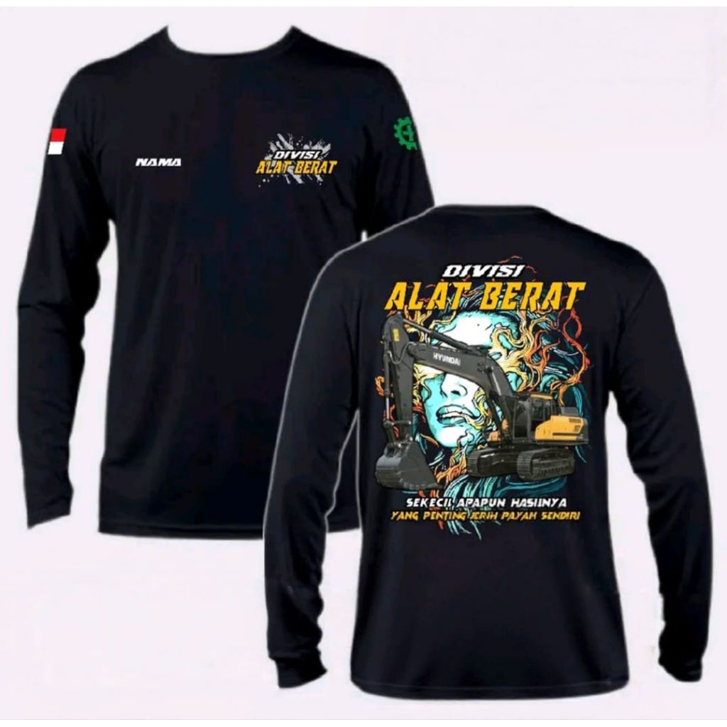 Kaos Lengan Panjang Operator Excavator Hyundai T-shirt Unisex Free Nama