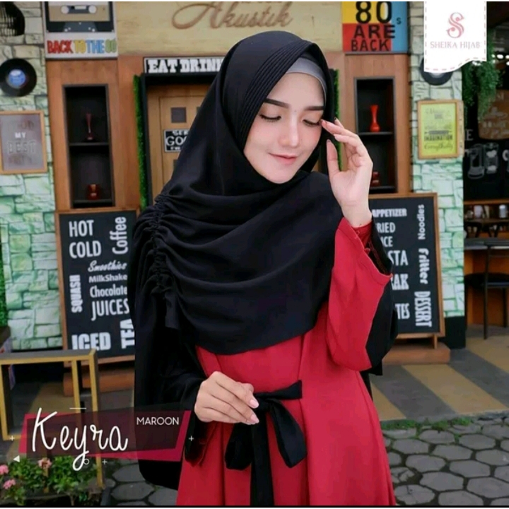 Abaya Hitam Turkey Keyra gamis syari Gamis Syari Muslimah Jetblack Set Khimar Bahan Wolfice Korea Pr