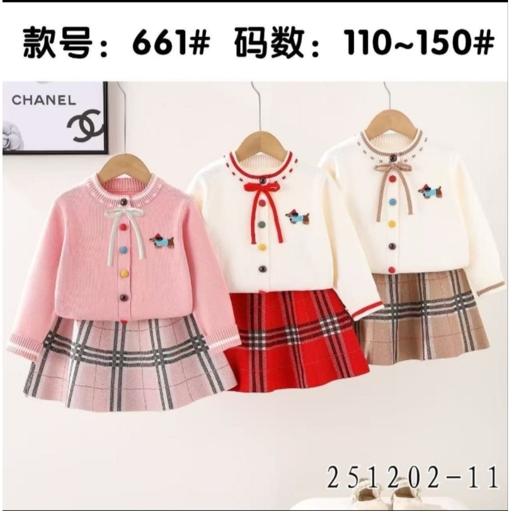 Setelan Rok Rajut Anak Perempuan Import