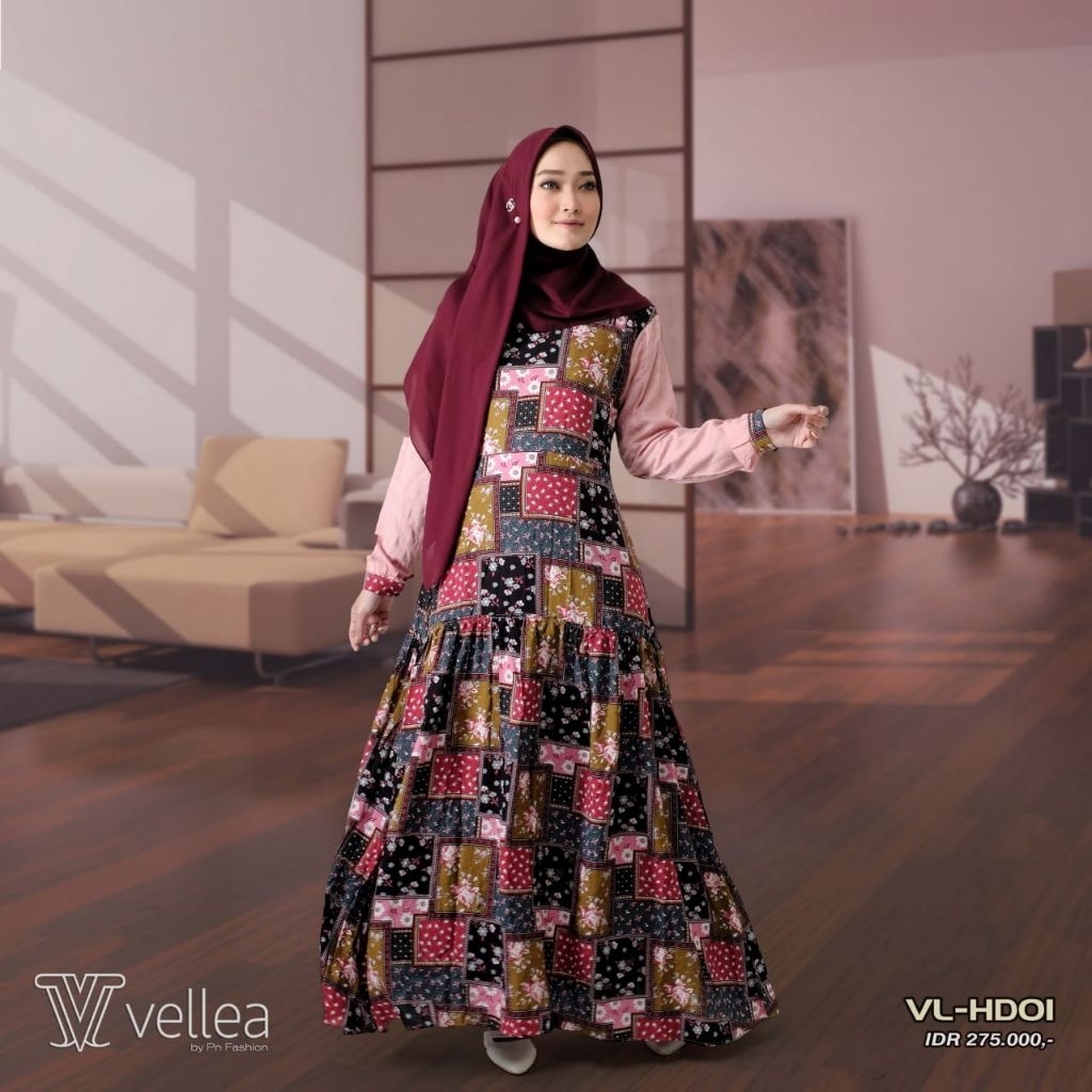 Vellea V- HD01Dress Motif Floral