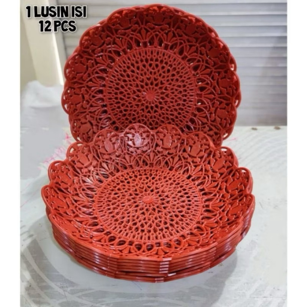 Piring Rotan Plastik Motif Bunga dan Motif Rotan