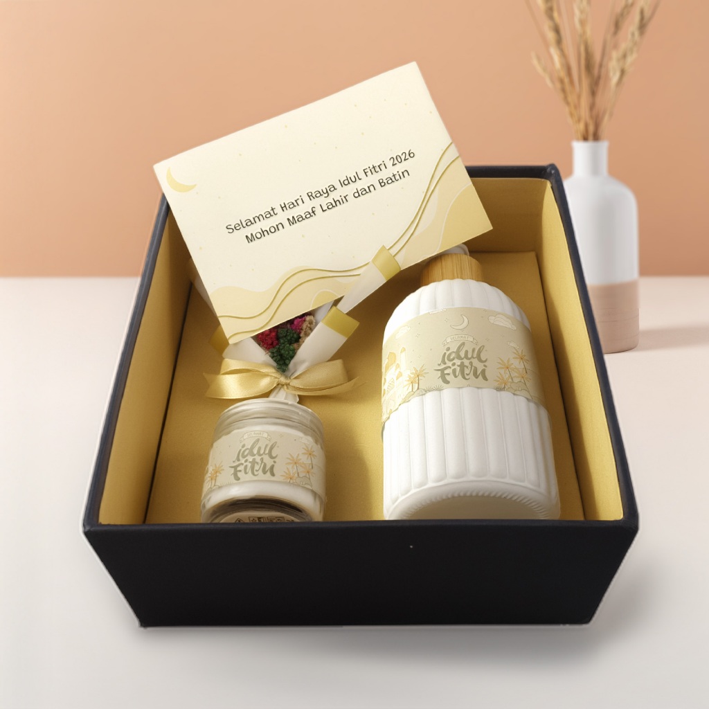 Hampers Parcel Idul Fitri Lebaran Hard Box Lilin Aesthetic Bogor