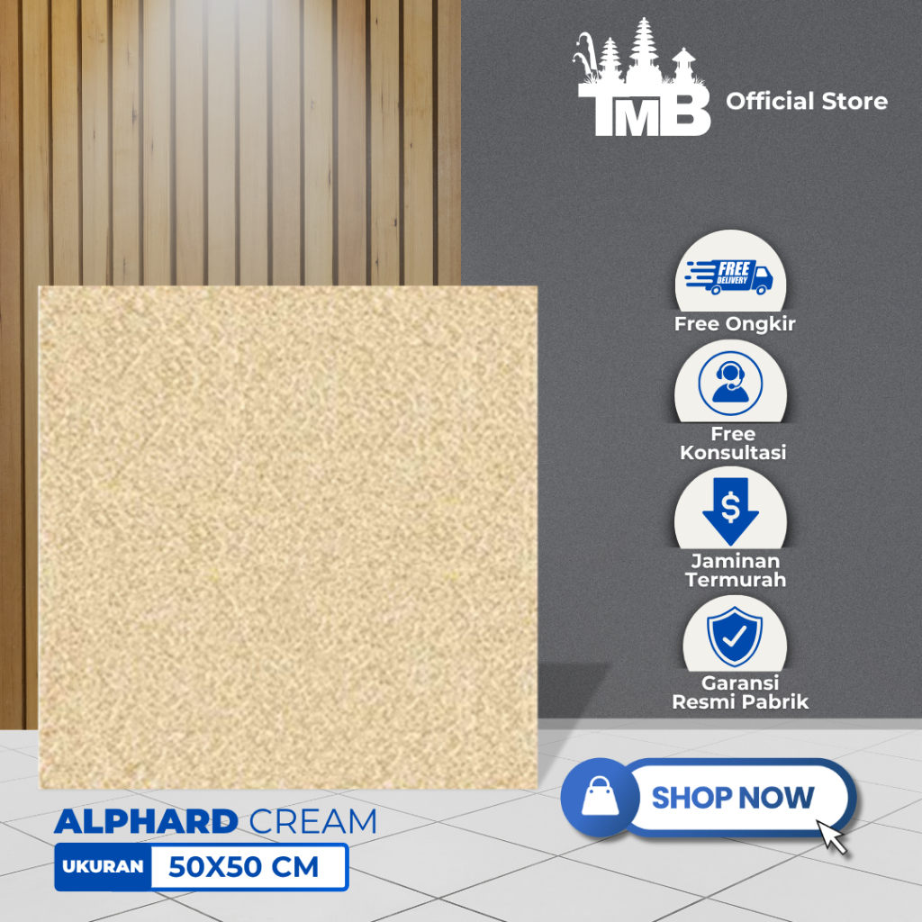 Keramik Lantai Centro Grande 50x50 Alphard Cream Matte Cream Coklat