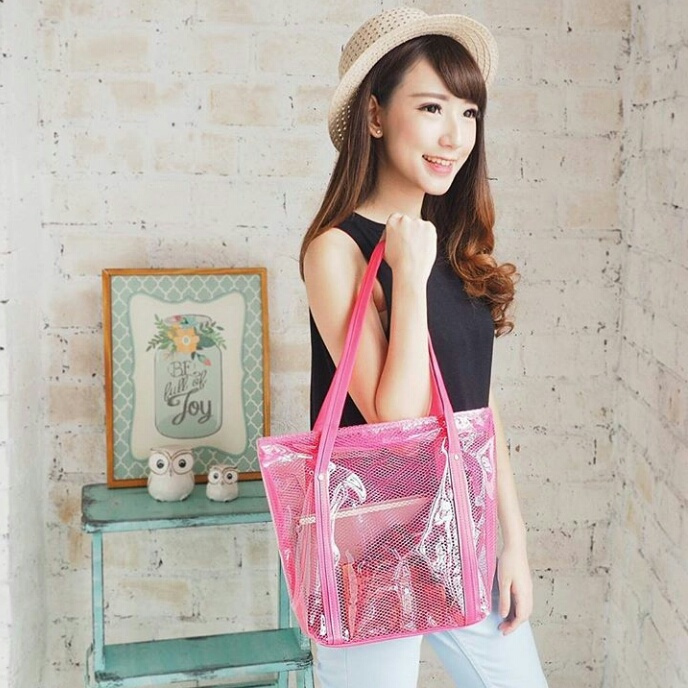 Tas Jinjing Wanita Transparan Stylish Rumana Bening Inner Furing Jala – Tote Bag Cewek Waterproof