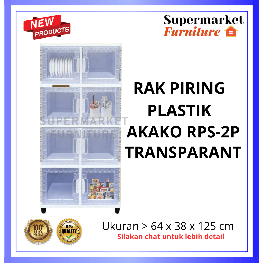 RAK PIRING PLASTIK AKAKO RPS-2P SUSUN TRANSPARANT