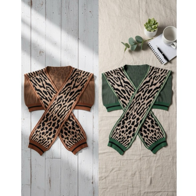 Syal Leher / syal wanita bahan rajut premium motif macan