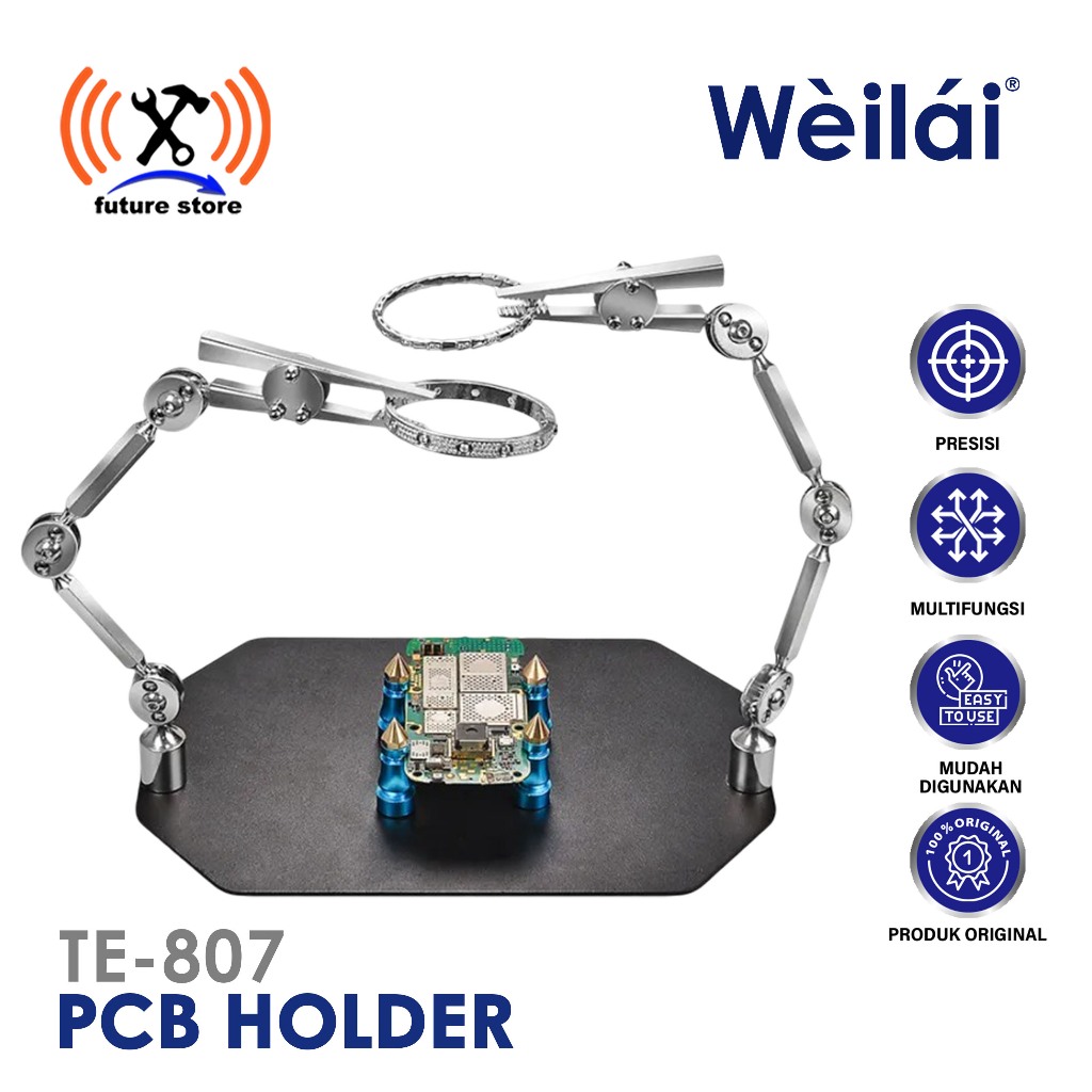 WEILAI PENJEPIT PCB & KACA PEMBESAR  TE-807 ORIGINAL - PCB HOLDER MULTIFUNGSI - RAGUM JEPIT PCB HOLD