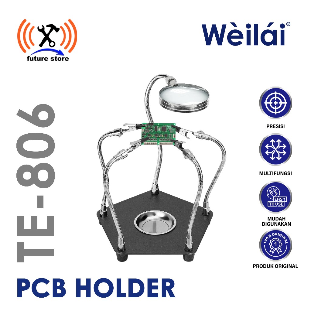 WEILAI PENJEPIT PCB & KACA PEMBESAR  TE-806 ORIGINAL - PCB HOLDER MULTIFUNGSI - RAGUM JEPIT PCB HOLD