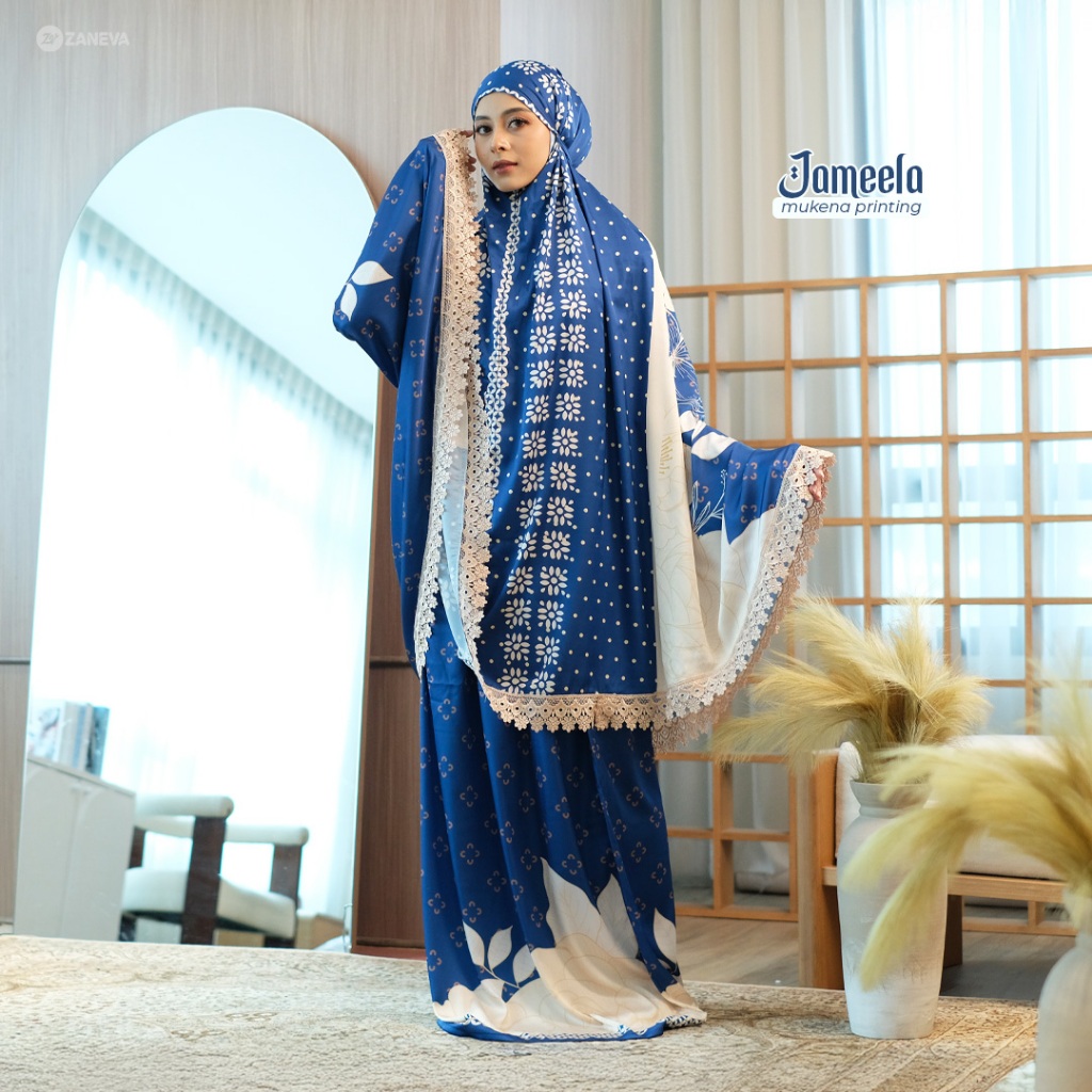 ZANEVA HIJAB - Mukena Printing Exclusive Armany Silk Premium | Mukena Renda Mewah 2in1 Bonus Pouch
