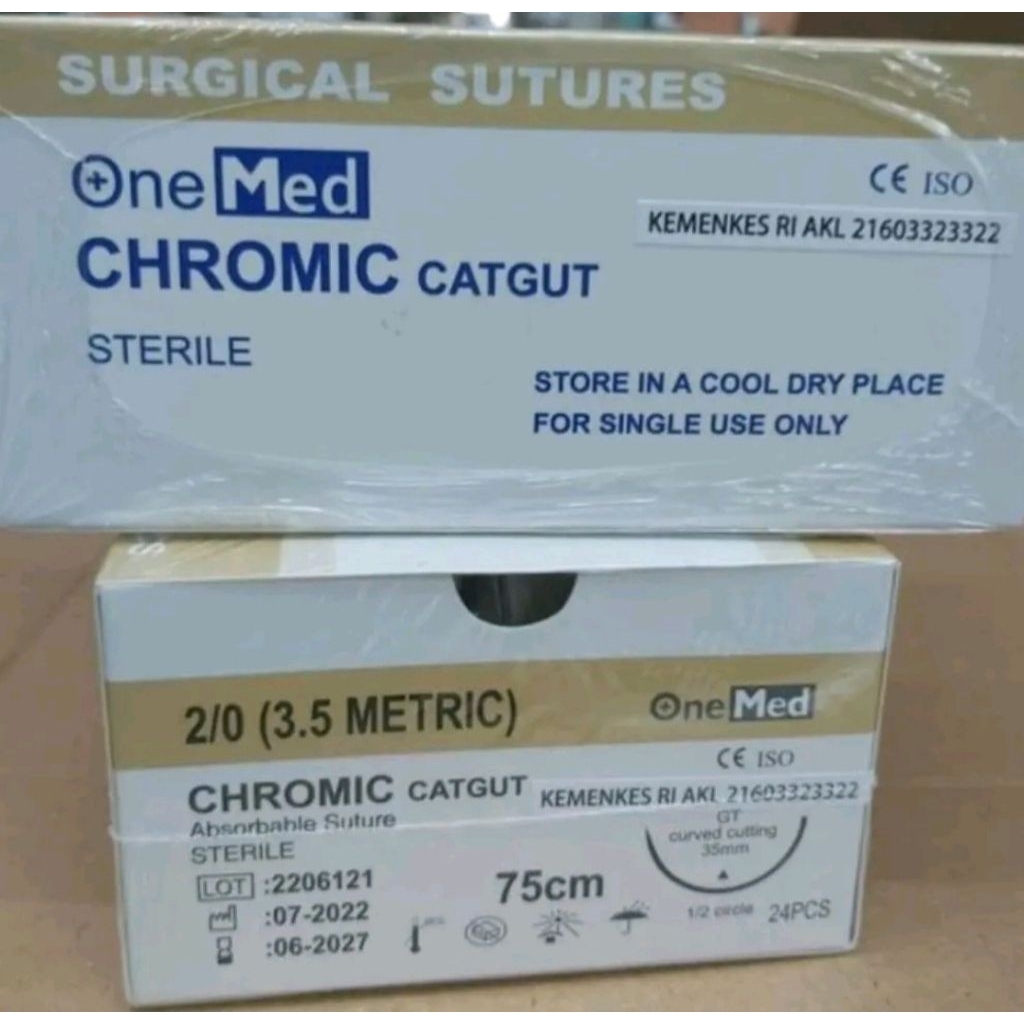 chromic onemed / benang chromic 4/0 / benang khitan / chromic / catgut / suture