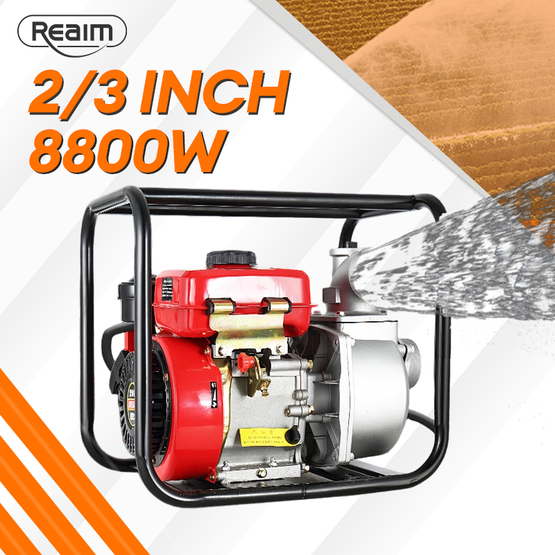 REAIM Mesin Pompa Air Bensin 2/3 Inch Pompa Irigasi Water Pump Bensin Pompa Air Sawah Water Pump