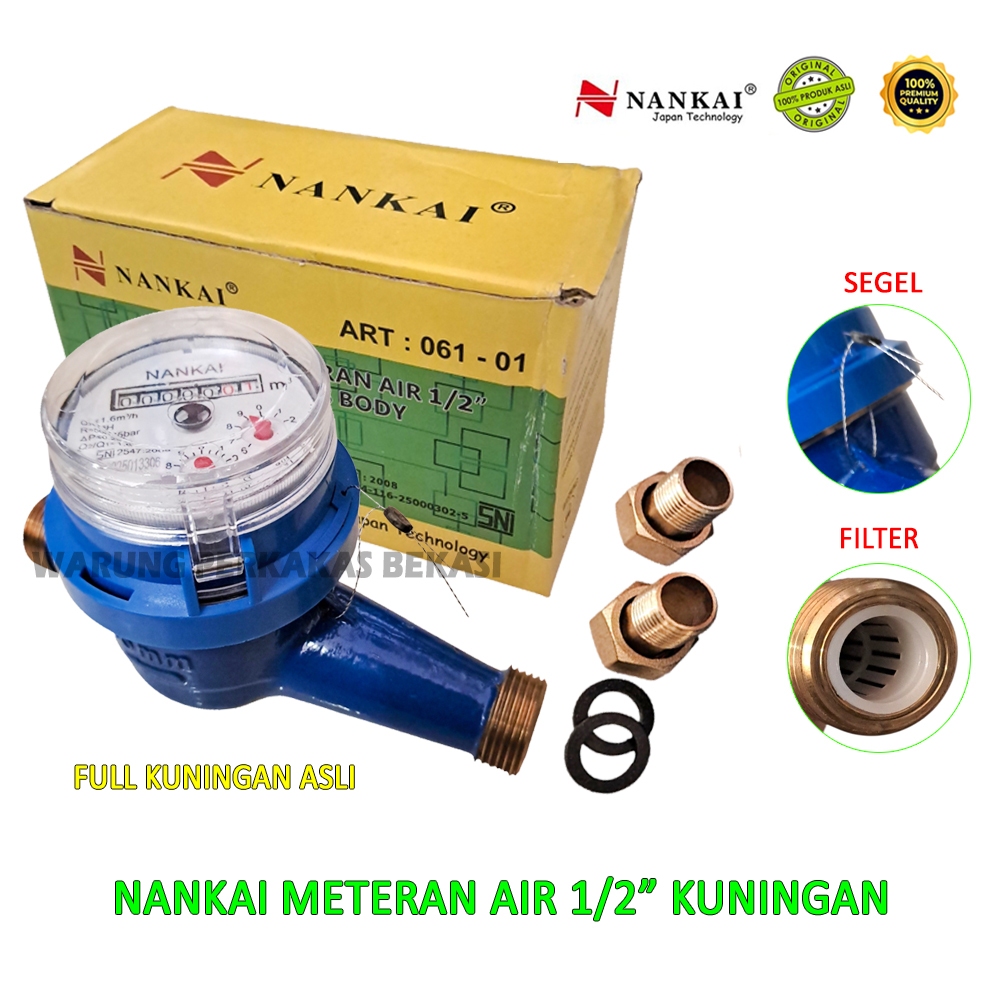 SNI Original NANKAI Japan Meteran Air PDAM 2 Jarum - Alat Ukur Arus Air Rumahan - Meteran PAM Body K