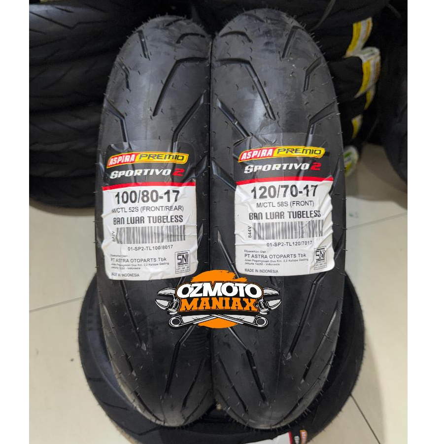 Aspira Premio Sportivo 2 Size 100/80-17 & 120/70-17 (Paket Ban Ninja 150 RR Old & New / Ninja R & SS