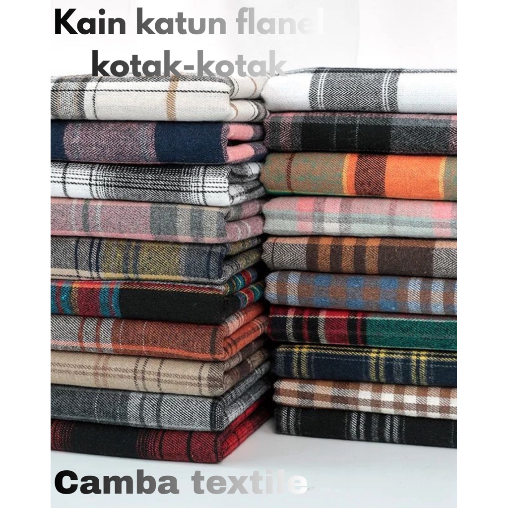 KAIN KATUN FLANEL TEBAL MOTIF KOTAK KOTAK | KAIN KATUN FLANEL PREMIUM