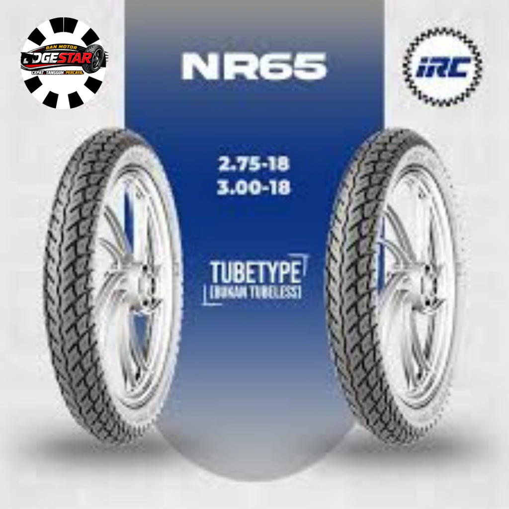 BAN IRC RING 18 NON TUBELES 275-18 , 300-18 NR65 SATUAN/SEPASANG BAN MOTOR