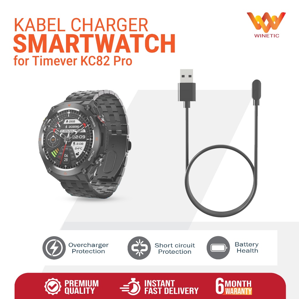 Kabel USB Charger Casan Smartwatch Jam Tangan Timever KC82 Pro Magnetic Smart watch Type A Charging