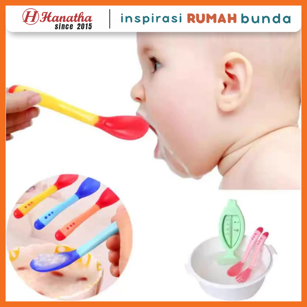 Sendok Bayi Dengan Sensor Panas Baby Spoon Bahan Silikon Sendok MPASI Sensor Suhu Silicone BPA Free