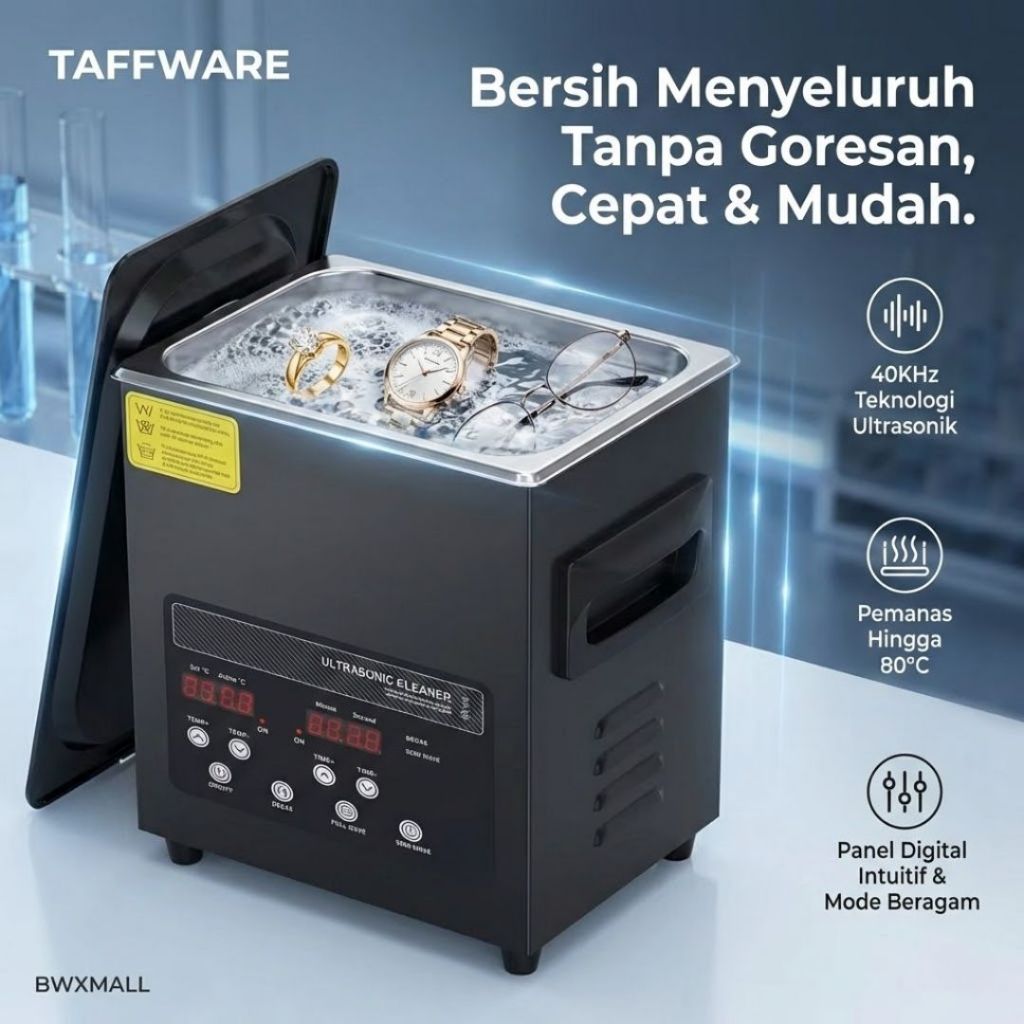 Alat Pembersih Ultrasonik Taffware KZ F6 Kapasitas 6L Mesin Cuci Komponen Sparepart Motor Elektronik