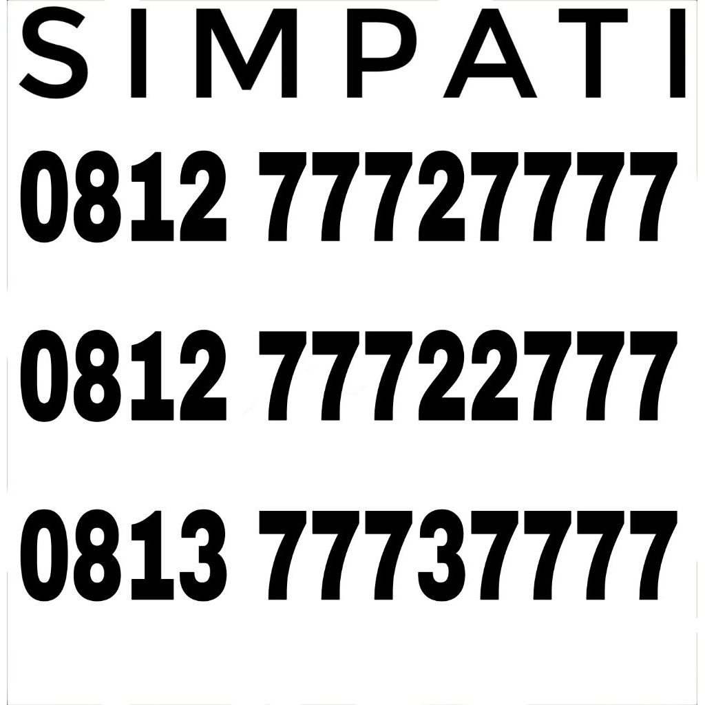 Nomor Cantik Simpati Hexa 7 7777 77777 777777