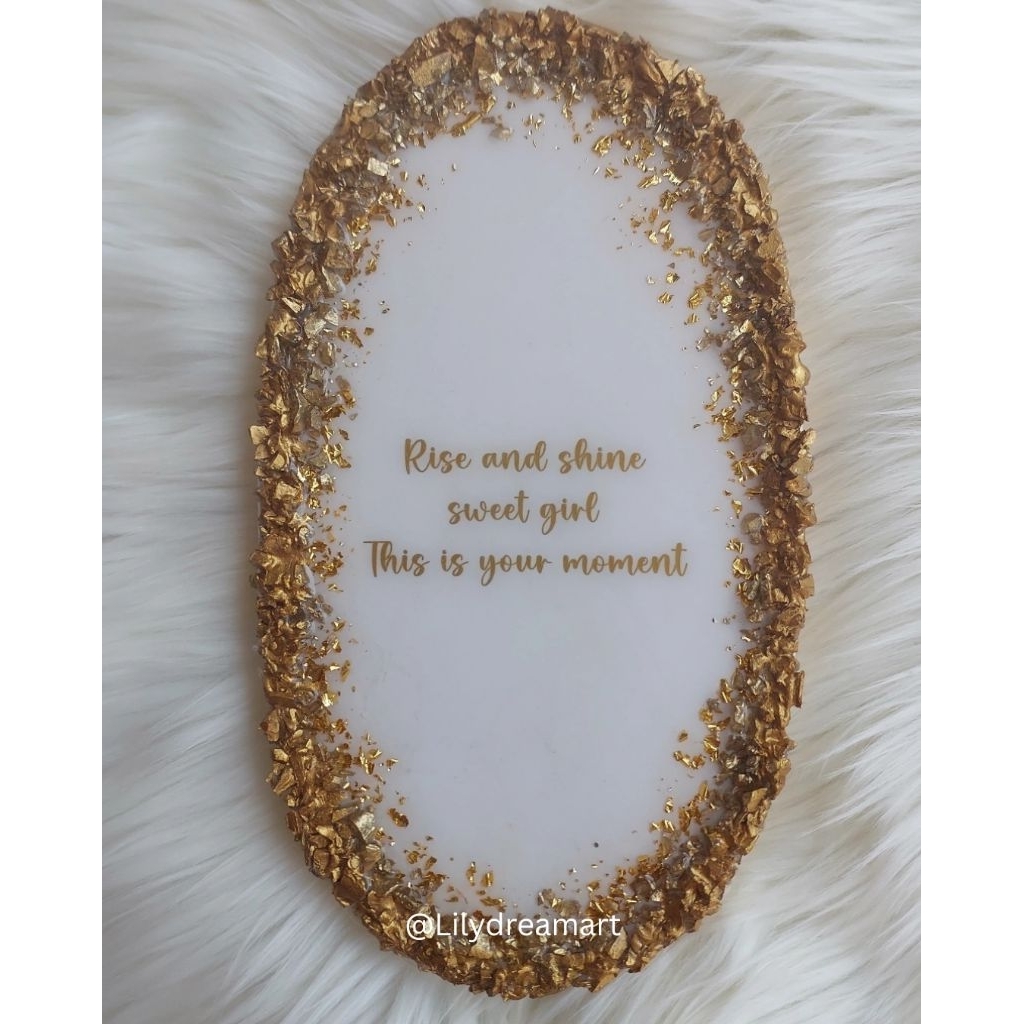 Wood Oval Coaster Resin Art