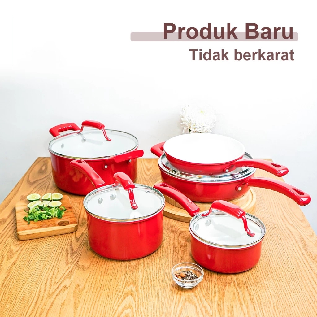 Panci 1 Pcs  Tutup Kaca Serbaguna panci set lengkap stainless steel