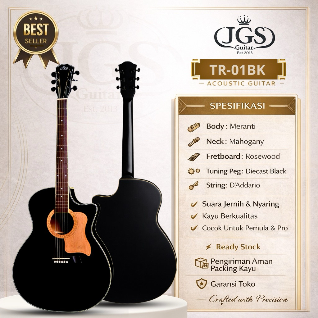 GITAR AKUSTIK / AKUSTIK ELEKTRIK JGS GUITAR TR 01 BK(HITAM DOFF)