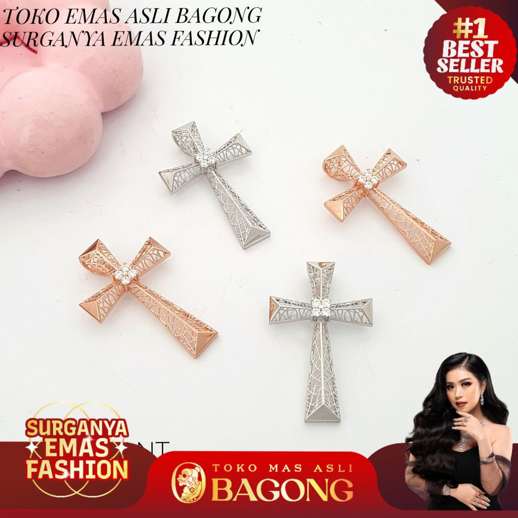 LIONTIN FASJION SALIB KERAWANG 17K/750 - ASLI BAGONG GOLD BAGONG EMAS