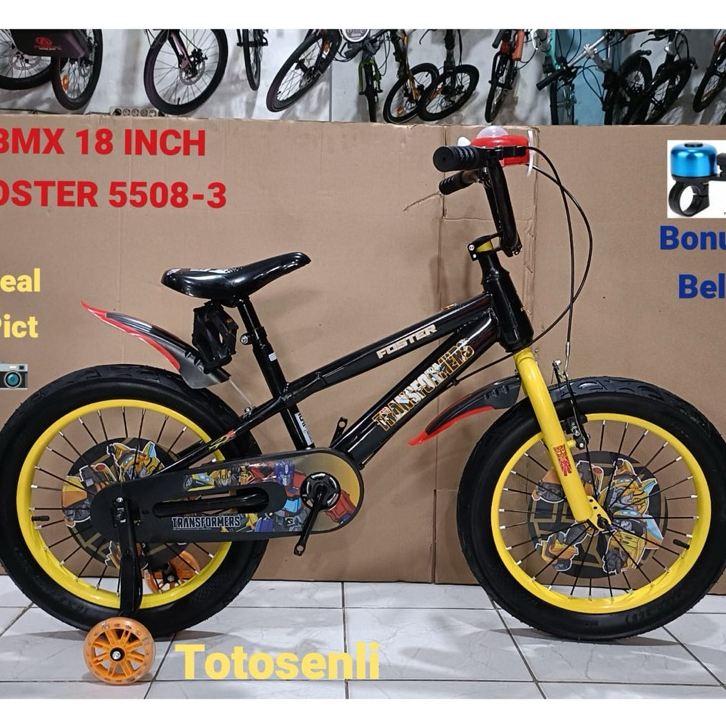 sepeda anak bmx 18 inch foster 5508-3 & mortein 251 sepeda anak laki laki