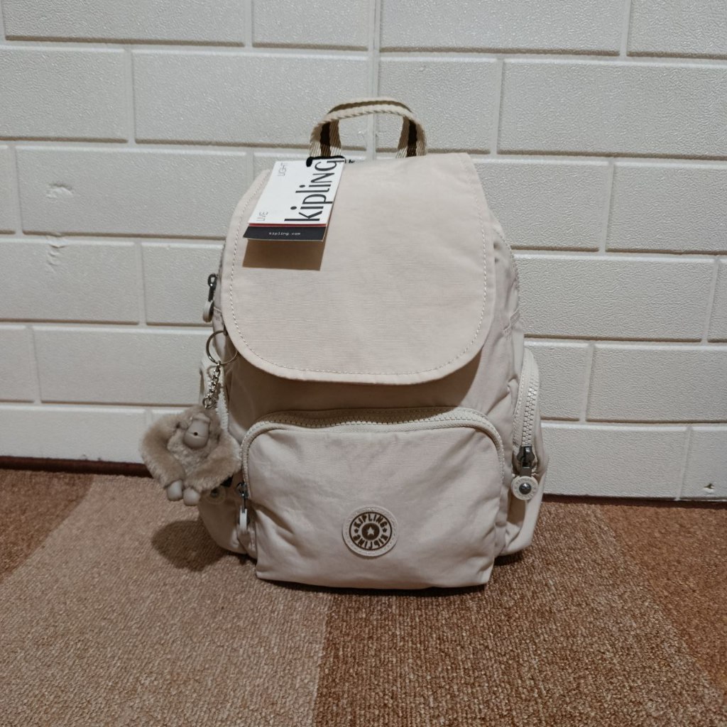 Tas Ransel Kipling City Zip Mini Small Backpack with Adjustable Straps Original Womens Soft Sand