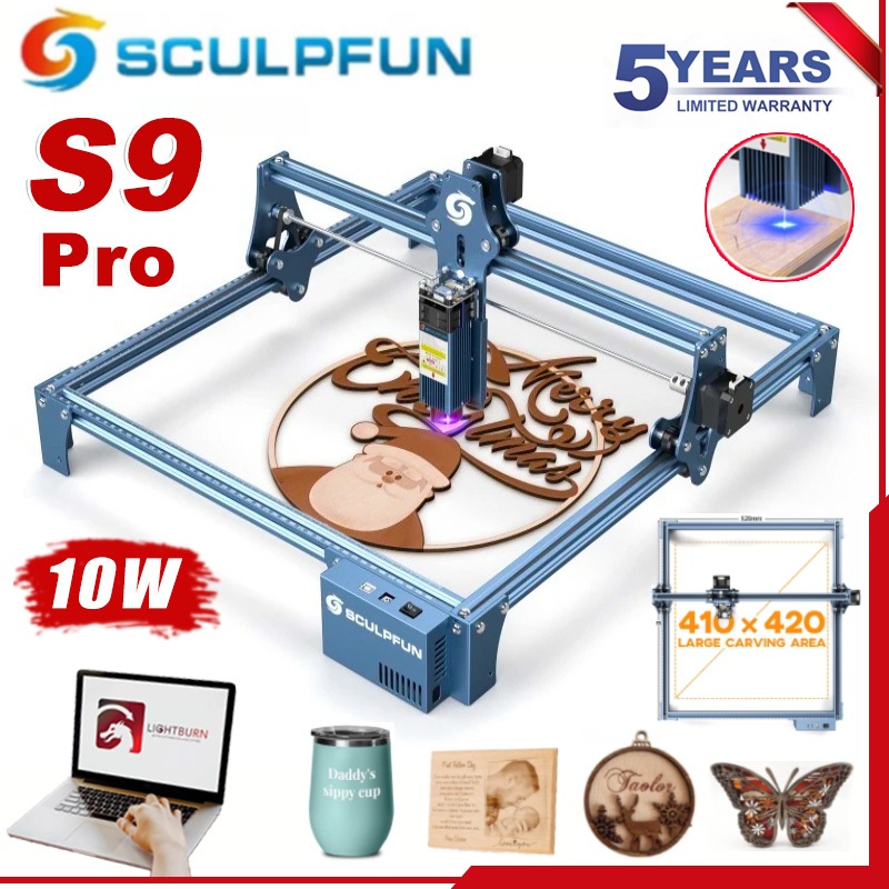 SCULPFUN S9 Pro Mesin Laser Cutting Laser Engraver 0.01mm High Precision 10W Diode Laser Mesin Ukira