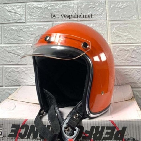 Helm Slimhead Tx500 List Chrome Orange + Pet Bening