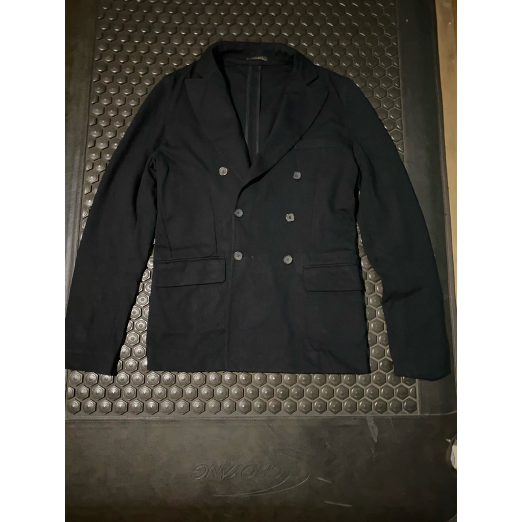 BLAZER JAS MEWAH ZARA MAN DOUBLE BREASTED HITAM PEKAT BRANDED