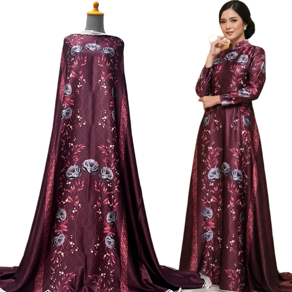 Kain Gamis Motif Bunga Mawar Bahan Arabian Silk selembut Sutra, tidak menerawang, mewah dan elegan