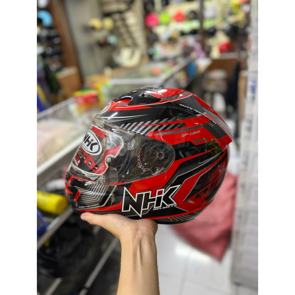 Helm NHK GP1000 Gp 1000 Motif Plasma Red Black