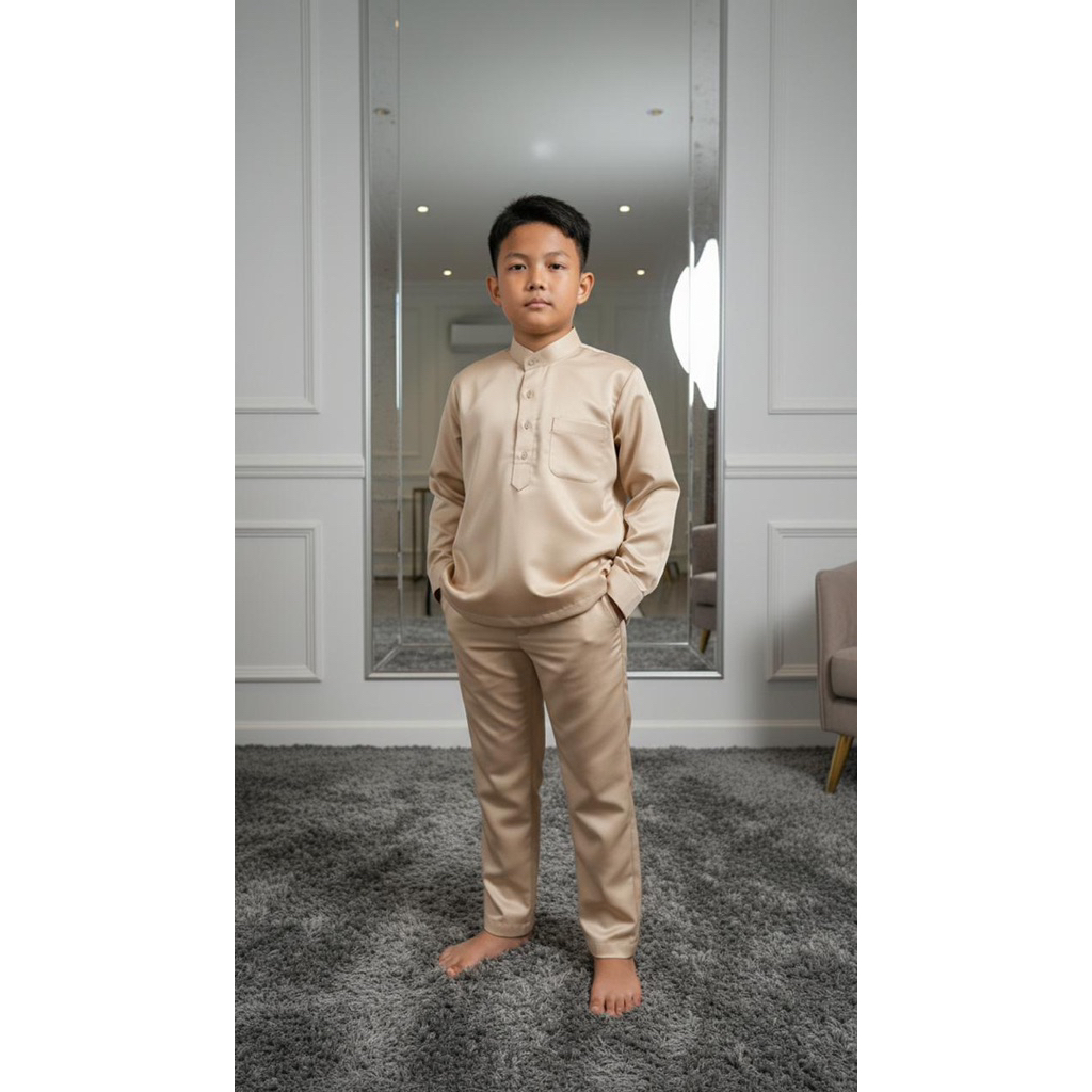 Setelan baju kurung melayu teluk belanga anak laki laki