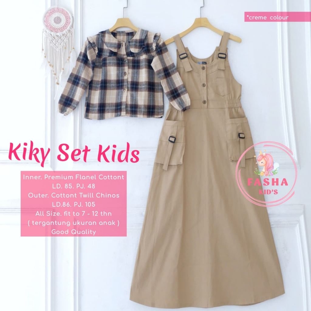 kiky set kids overall (outer+inner) anak remaja 9th keatas by fasha - Mima teen overall dress remaja