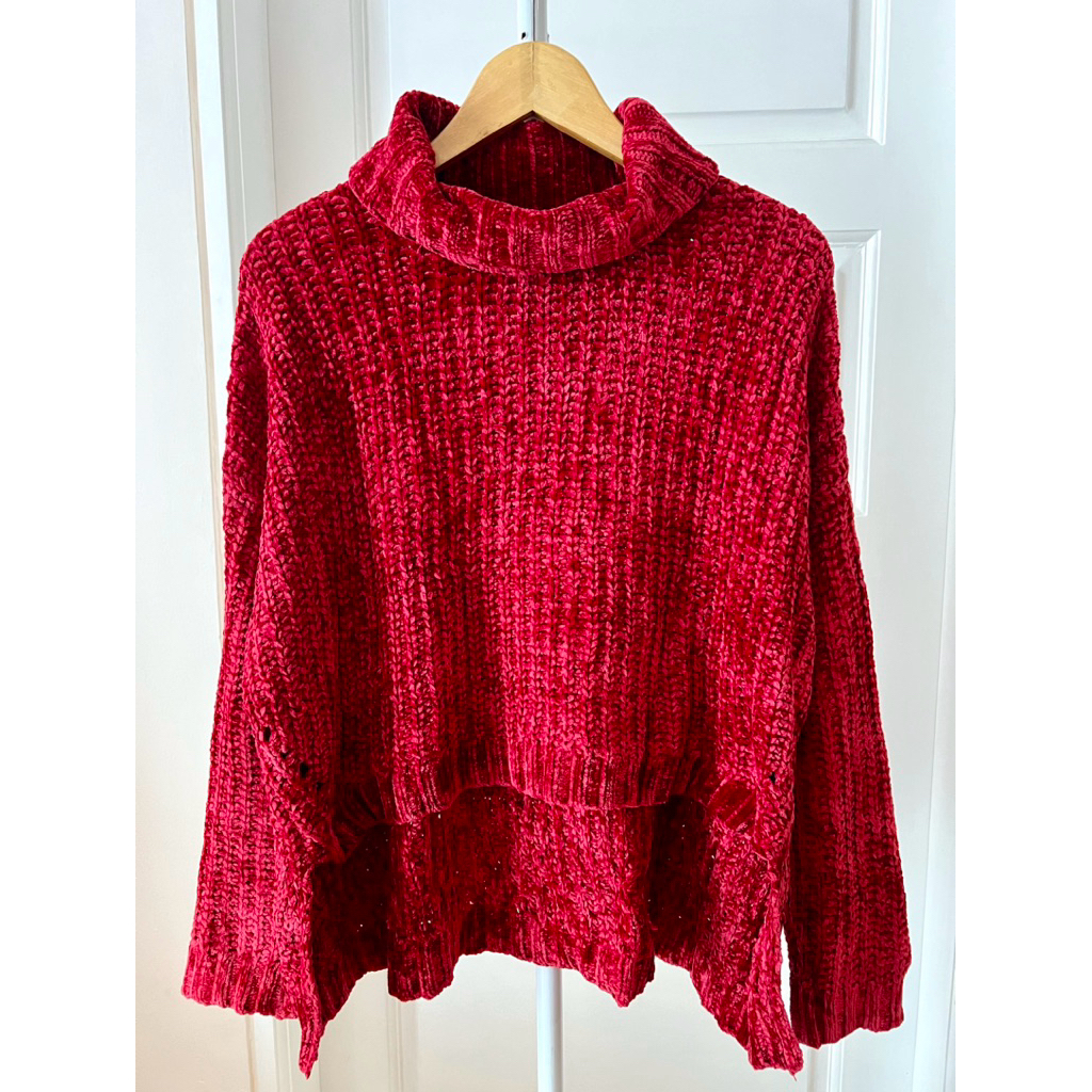 SWEATER RAJUT CROP VELVET