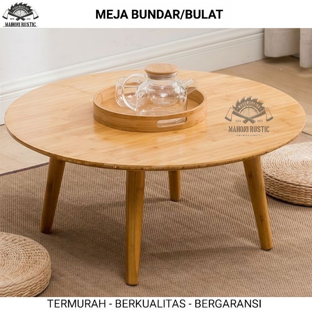 MEJA BUNDAR bulat ruang tamu meja lesehan top table