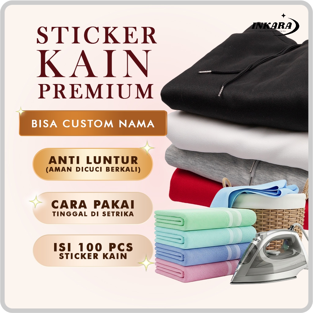 Label Nama Baju isi 100pcs - Stiker Kain Custom Nama - Sticker Kain - Label Nama