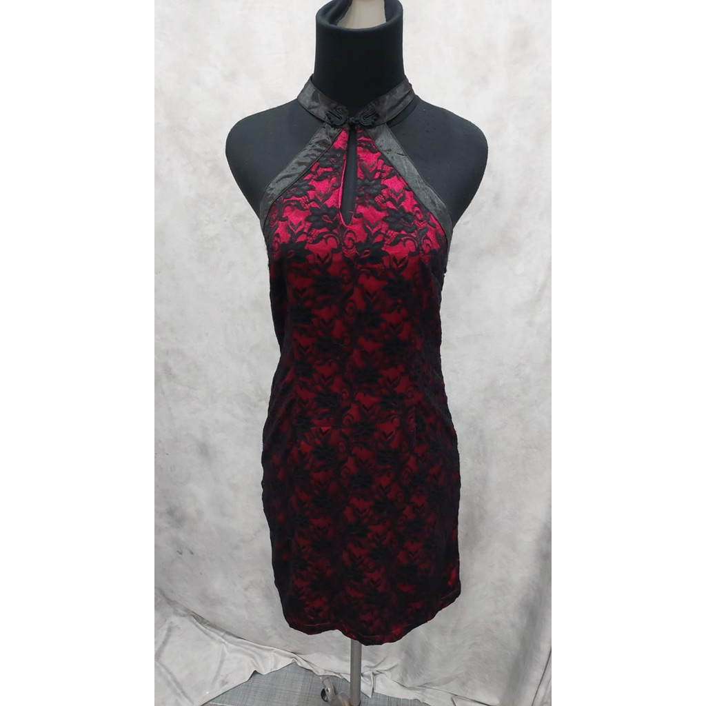 Dress cheongsam halterneck sexy fanta hitam keren