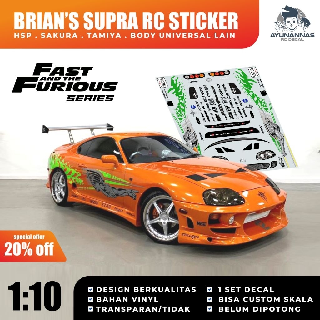 Brian's Supra RC Sticker Fast and Furious Series