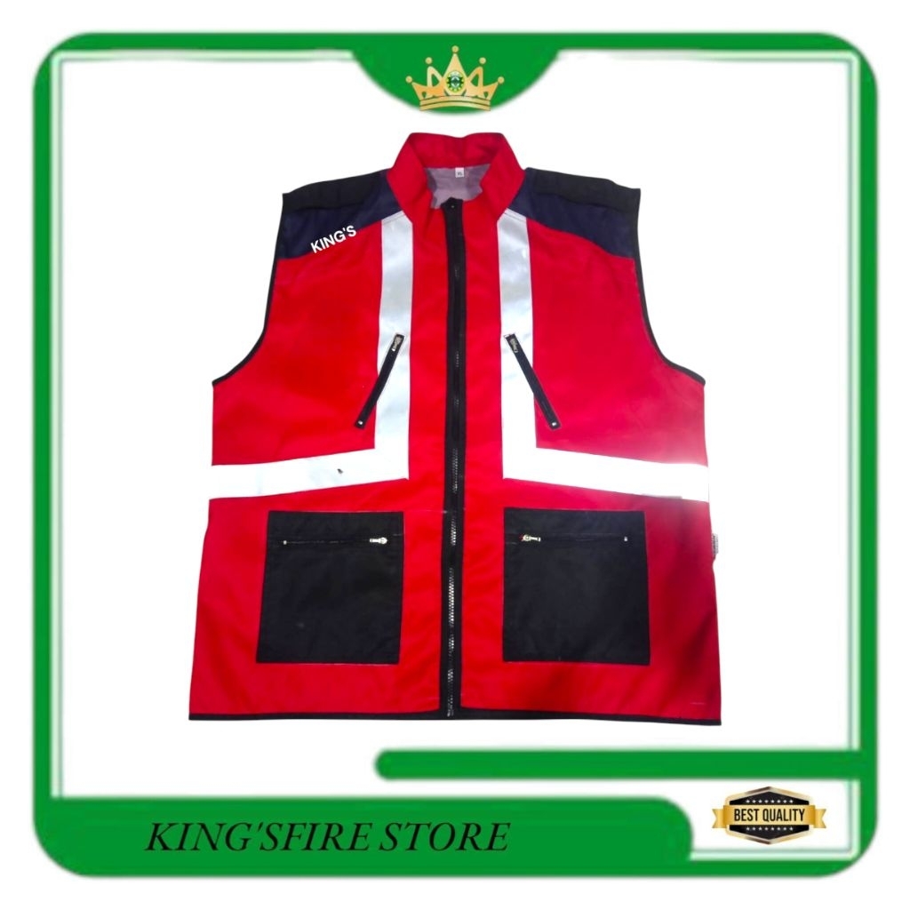 SAFETY VEST MERAH KOMBINASI HITAM /ROMPI HSE /ROMPI SAFETY