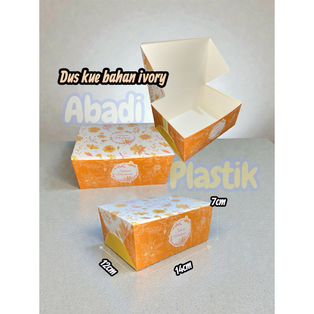 DUS KUE IVORY MOTIF ORANGE/DUS KUE 12x14/DUS MOTIF /BOX KUE 12x14 -100pcs
