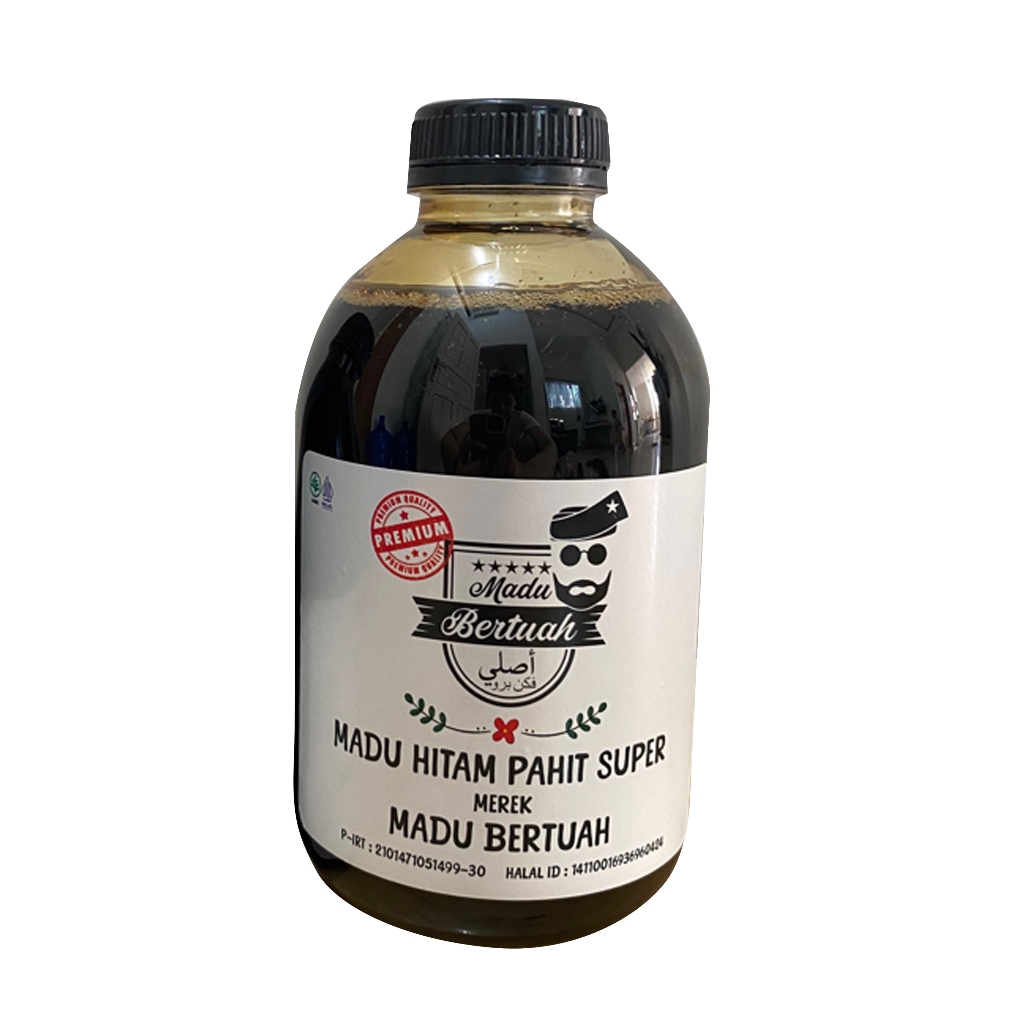 Madu hitam pahit super merek Madu Bertuah isi madu / brotowali / pegagan / mahoni / kapulogo / pasak