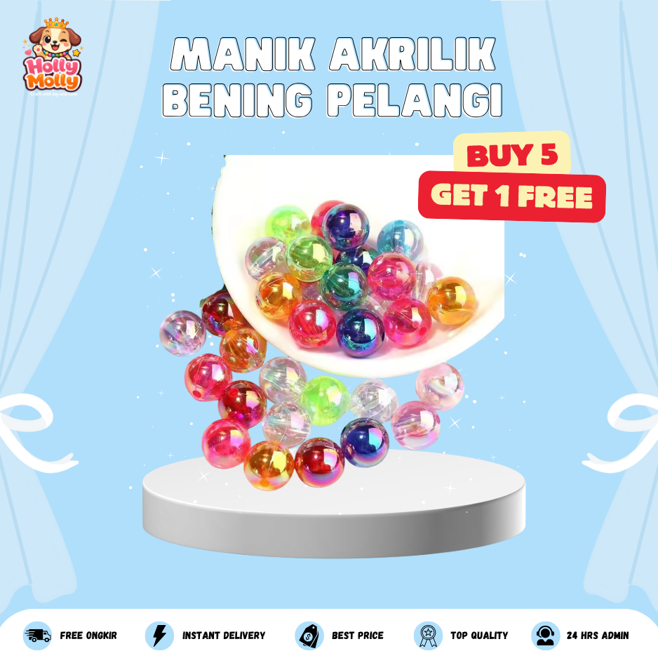 Manik Mote Akrilik Bening Pelangi 6mm 8mm Manik Bening Kaca Warna Warni Bahan Akrilik Craft DIY