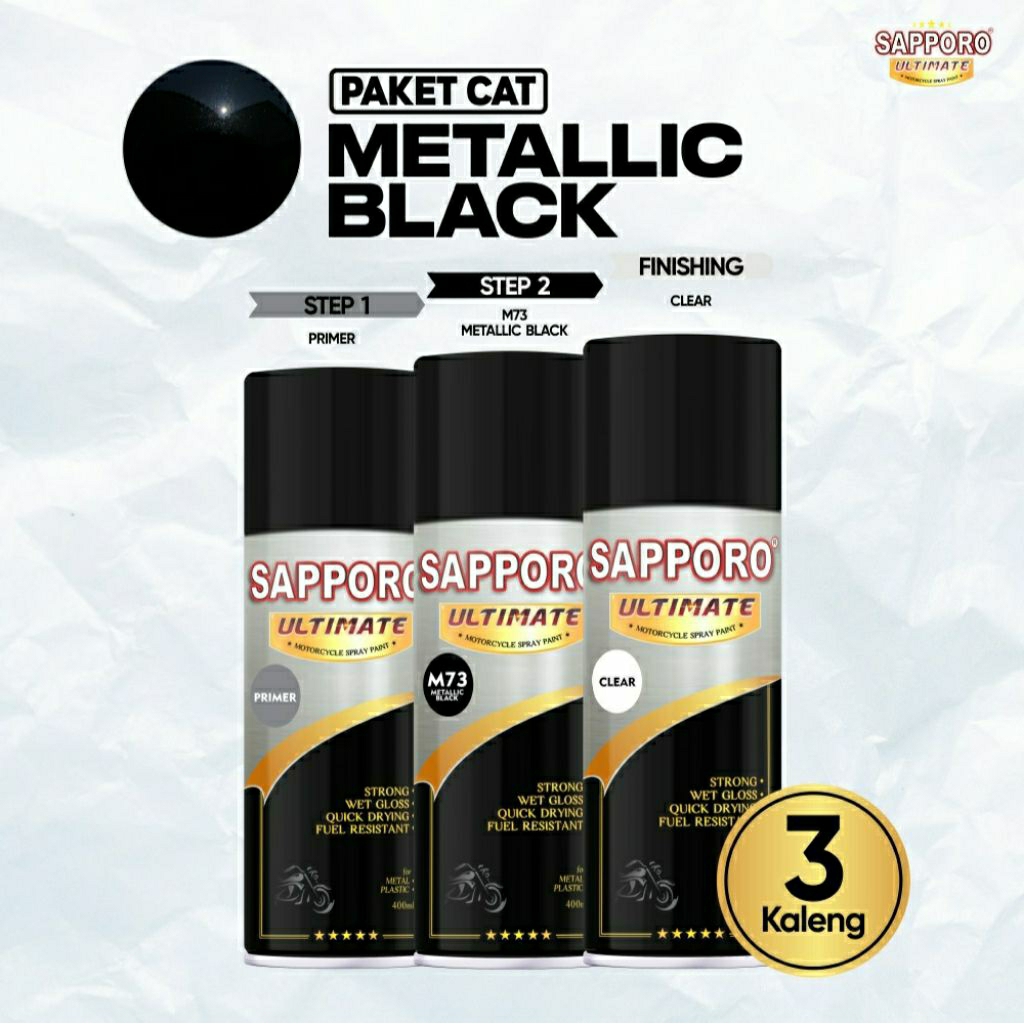 #MAU# Cat Semprot Sapporo Ultimate Paket Lengkap Metallic Black M73 (B12,M73,C81) Hitam Metalik Iren